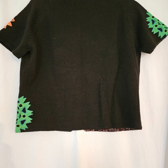 Michael Simon BLACK  MULTI CIRCLE PRINT  Applique SWEATER Size S - Picture 3 of 7